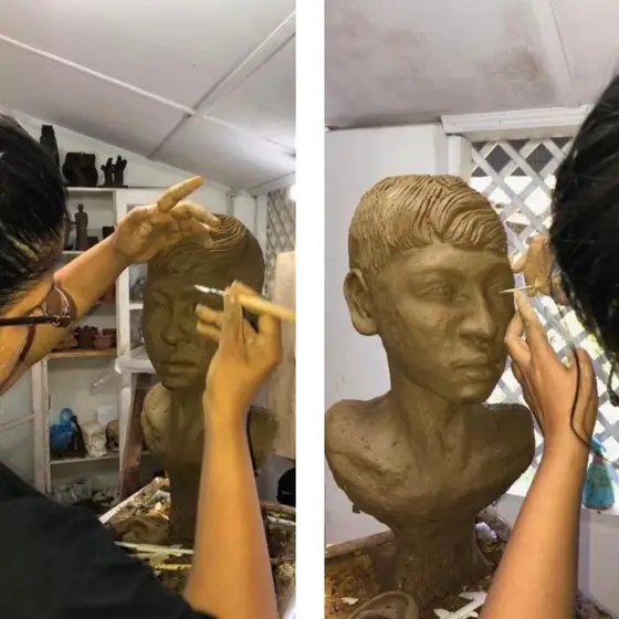 Clay portrait bust in progress
