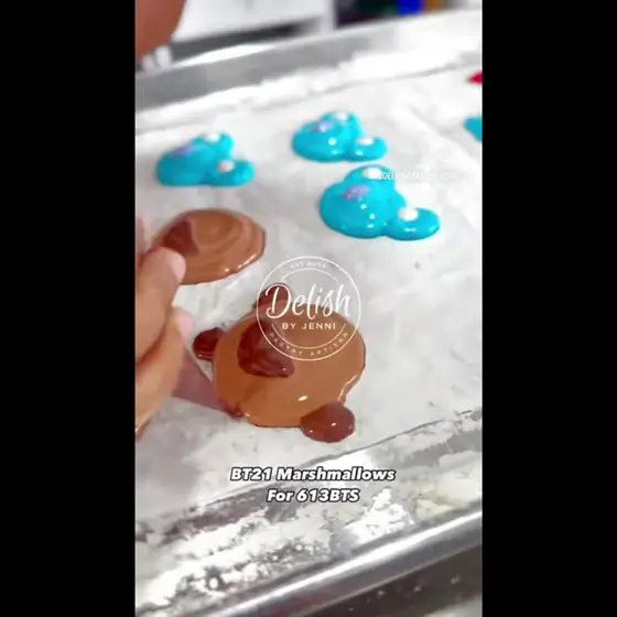 Decorated cookies and marshmallows
