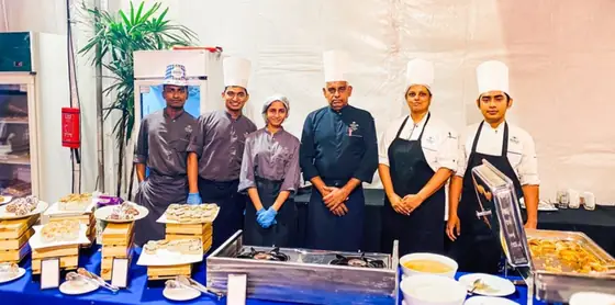 Hilton Colombo pastry team at an event buffet