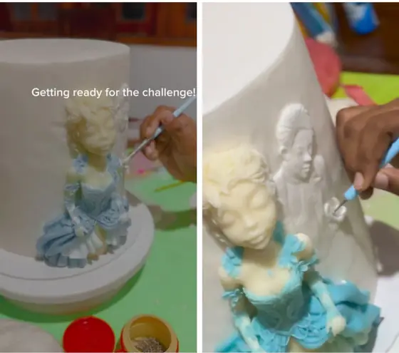 Sculpting a sugar figure for the challenge